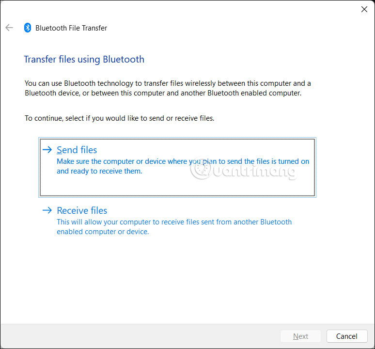 Gửi file qua Bluetooth Windows 11