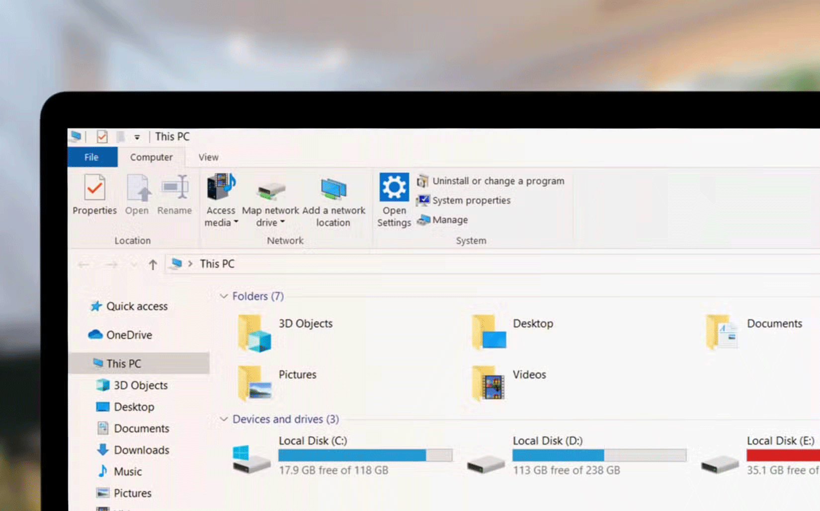 File Explorer on Windows laptop