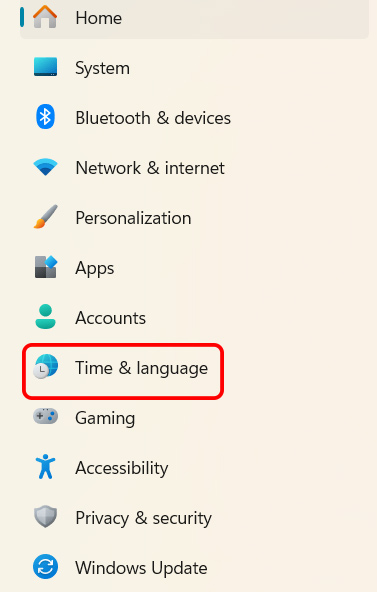 Windows 11 date, time and language