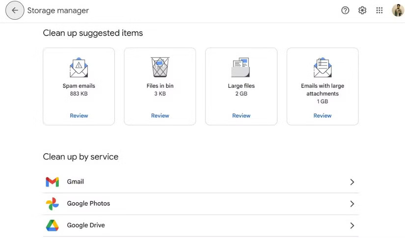 Google Drive Storage Manager cleaning suggestions