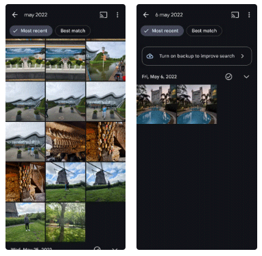 Search for photos by date in the Google Photos app