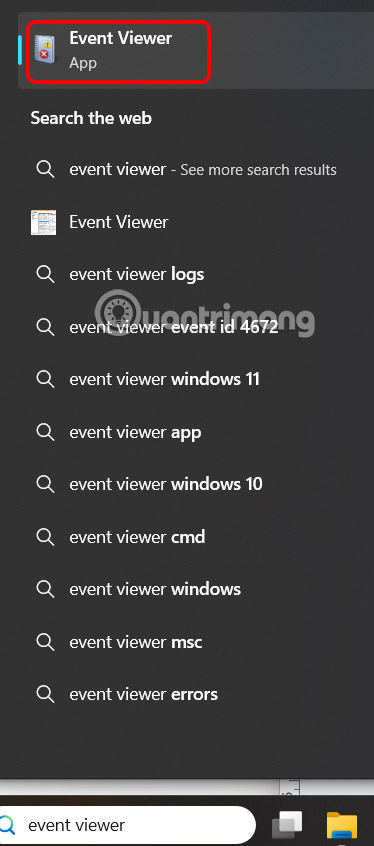 Tìm kiếm Windows Event Viewer Windows