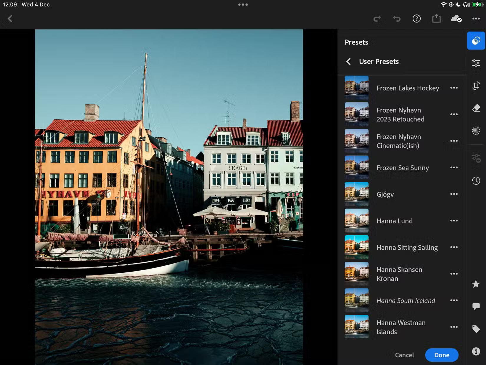 Choose from different preset settings recommended in Lightroom CC