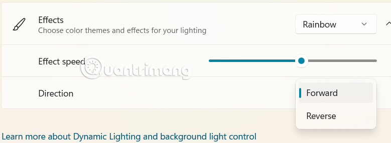 Mở rộng hiệu ứng đèn Dynamic Lighting Win 11