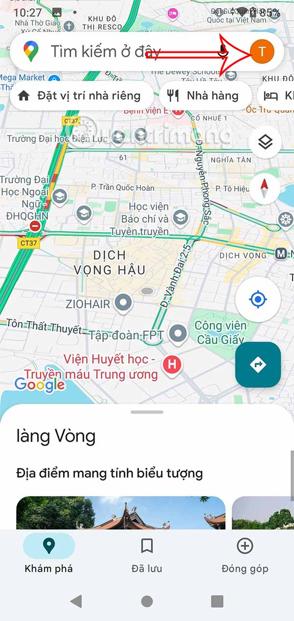 Google Maps interface