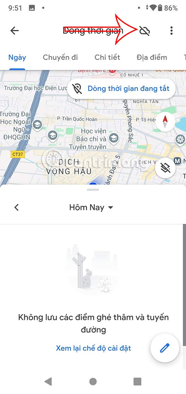 Sao lưu dòng thời gian Google Maps