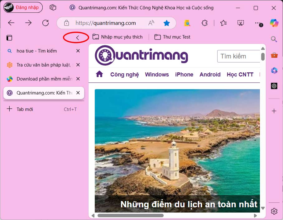 Tab dọc trên Microsoft Edge