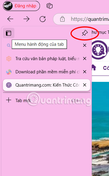 Cố định tab dọc trên Microsoft Edge