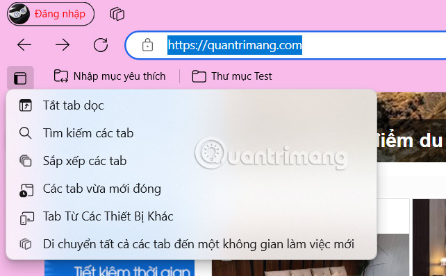 Chỉnh tab dọc trên Microsoft Edge