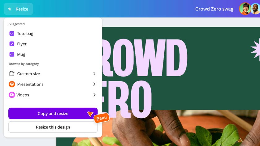 Copy feature in Canva Print
