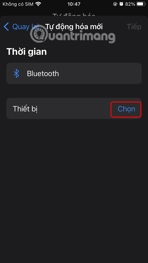 Chọn thiết bị kết nối với iPhone