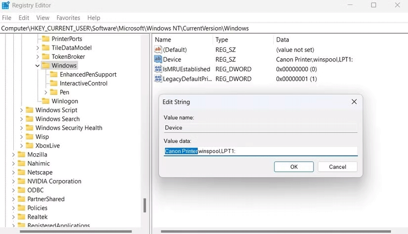 Edit DWORD value data in Registry Editor