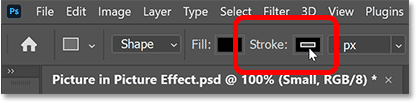 Nhấp vào Stroke color swatch trong Options Bar.