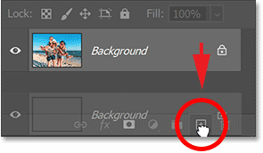 Kéo layer Background vào biểu tượng Add New Layer