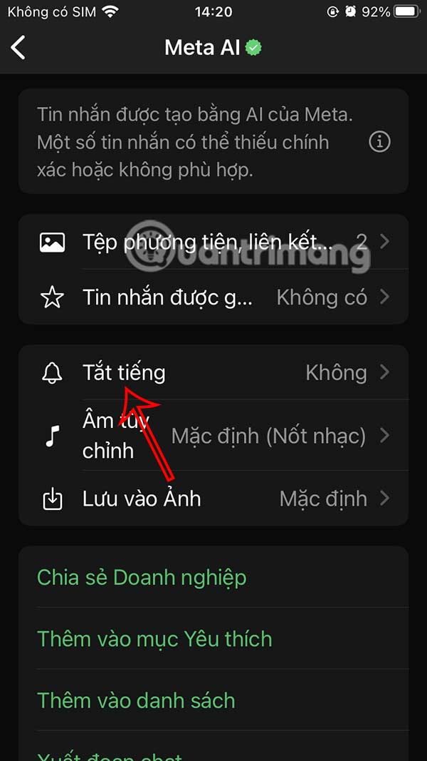 Tắt tiếng Meta AI WhatsApp