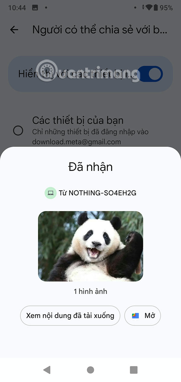 Mở file nhận trên Android