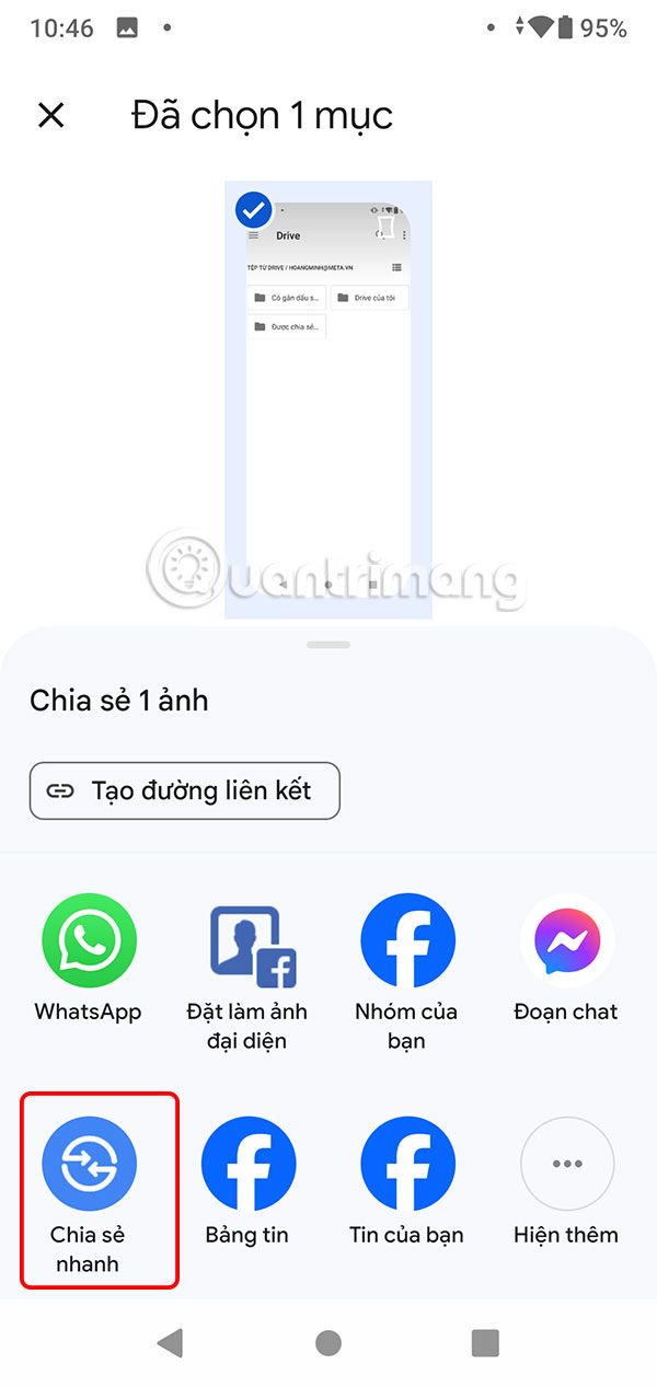 Chia sẻ file trên Android