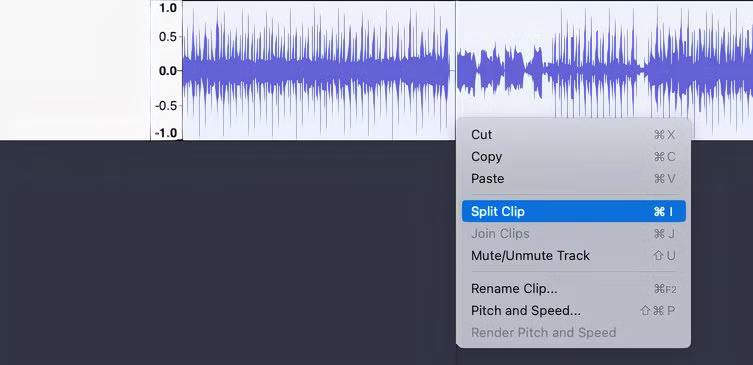Audacity - chia một clip âm thanh.