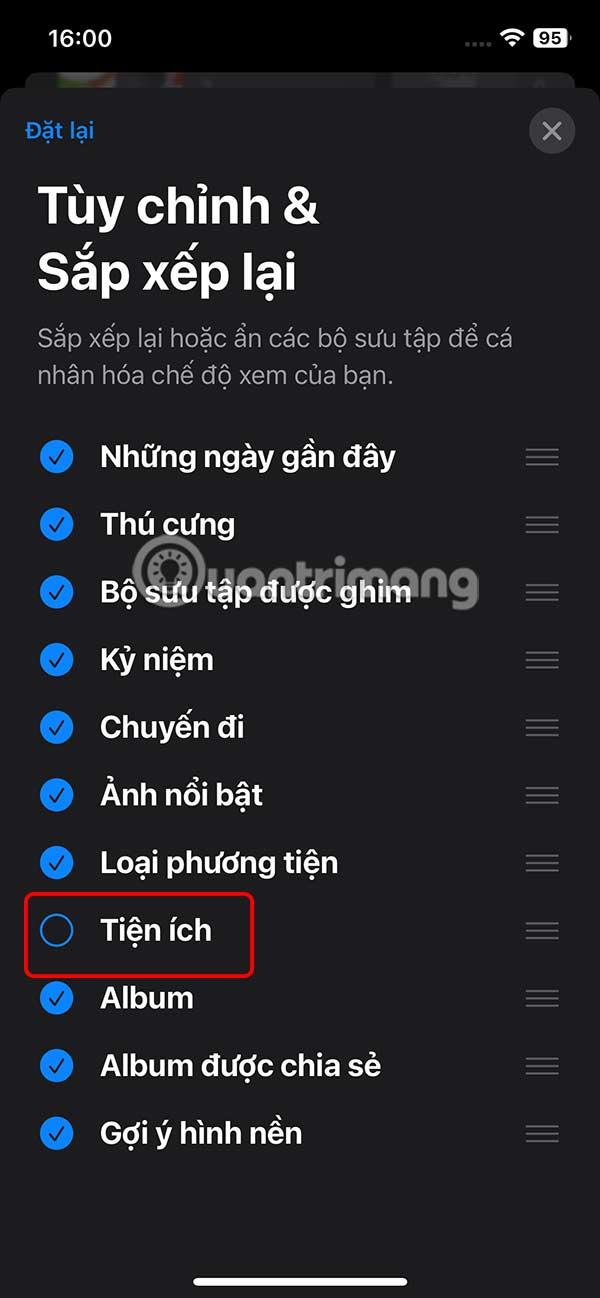 Ẩn Tiện ích trong Ảnh trên iPhone