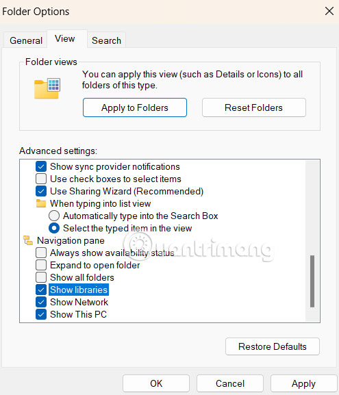 Display Windows 11 Libraries folder