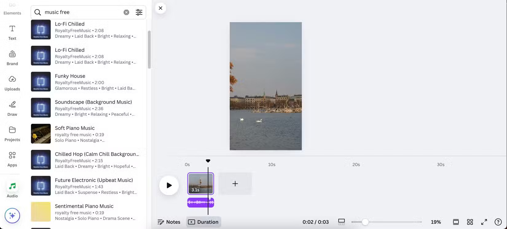 Add music to videos in the Canva app