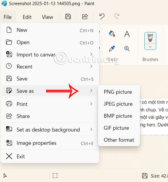 Định dạng lưu ảnh từ Paint 