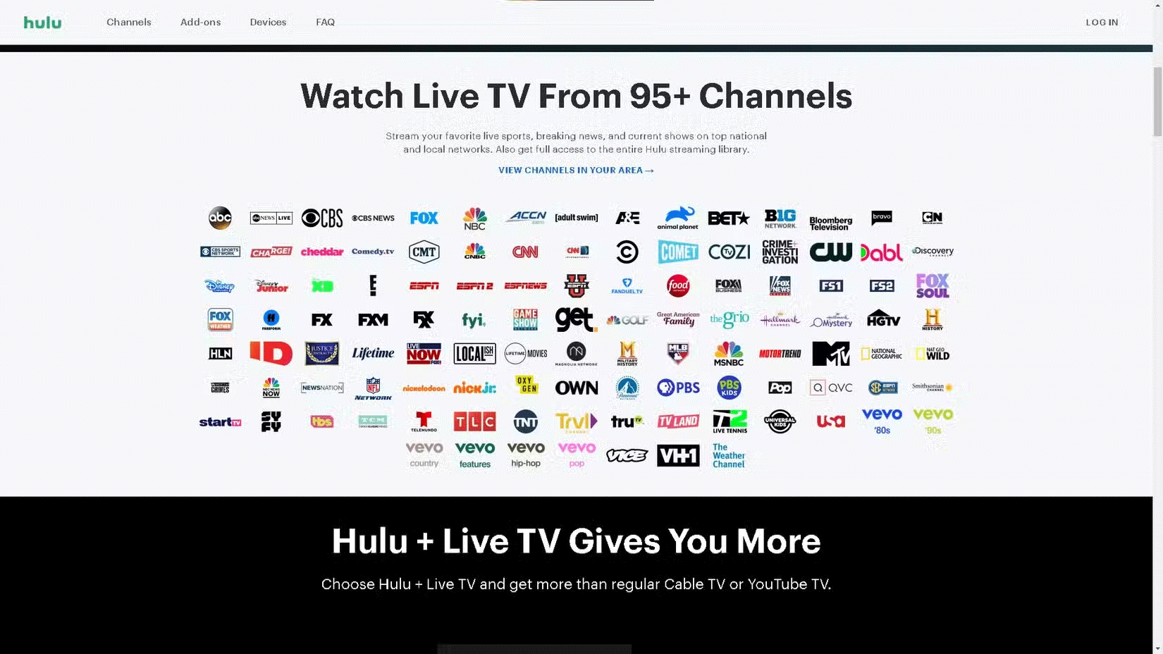 List of Live TVs available on Hulu + Live TV.