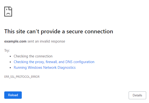 This Site Can't Provide a Secure Connection error on Chrome