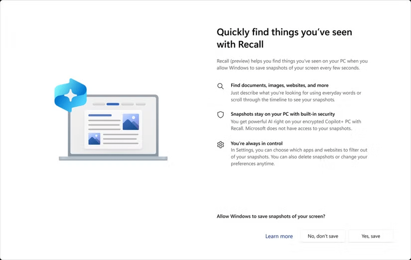 Giải thích về tùy chọn Recall của Microsoft