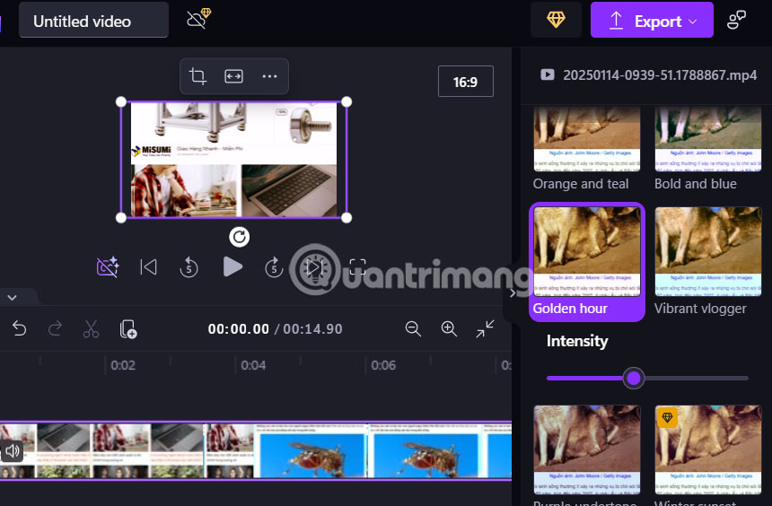 Tùy chỉnh video trên Clipchamp