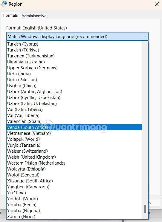 Chỉnh ngày giờ theo quốc gia trên Windows 11