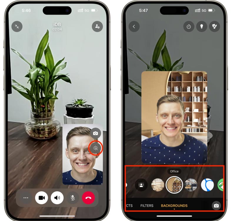 Select WhatsApp video calling effects