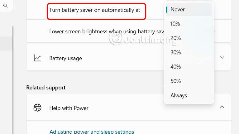 Turn on Windows 11 battery saving automatically