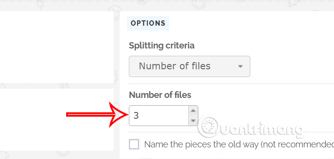 Số lượng tệp cần chia nhỏ