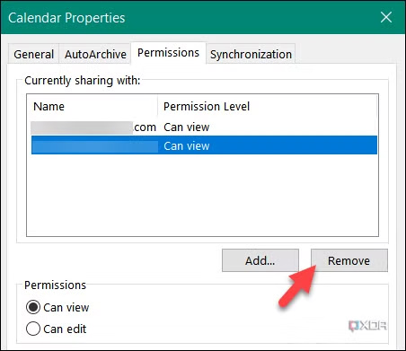 Xóa quyền truy cập vào lịch trên Outlook 365