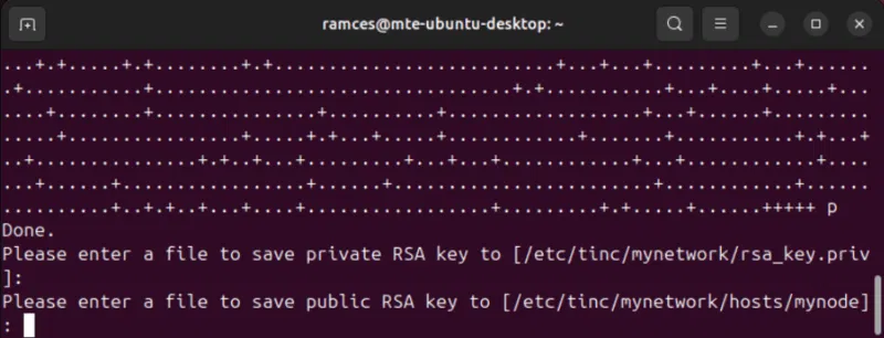 Tạo cặp key cho Tinc trong Ubuntu.