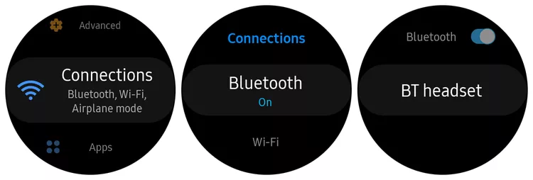 Bluetooth settings on Samsung Gear S3