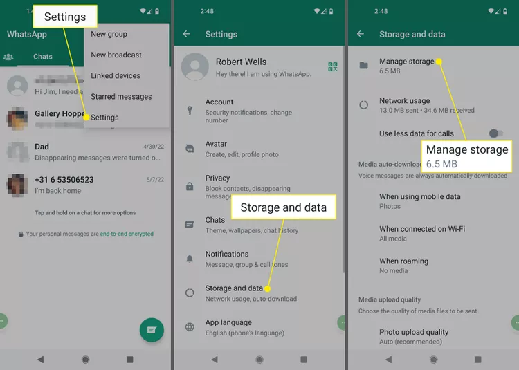 Manage storage in WhatsApp