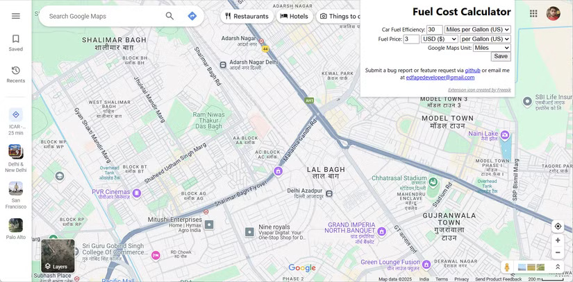 Set up the Chrome extension Fuel Cost Calculator 