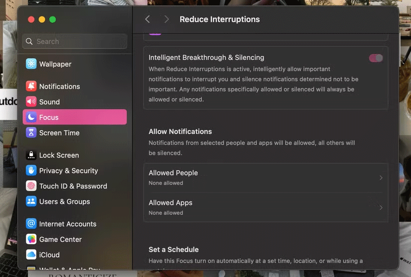 Reduce Interruptions in Focus Mode on Mac