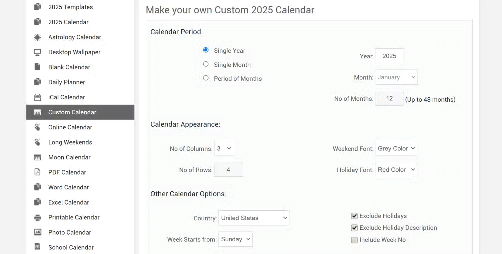 Custom OneNote calendar template design options on CalendarLabs