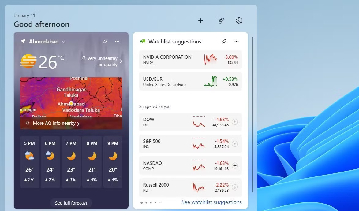 9 widget không thể thiếu trong Windows 11