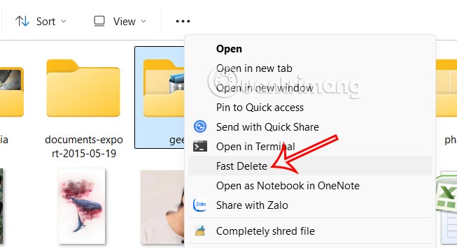 Delete large folders quickly on Windows 11