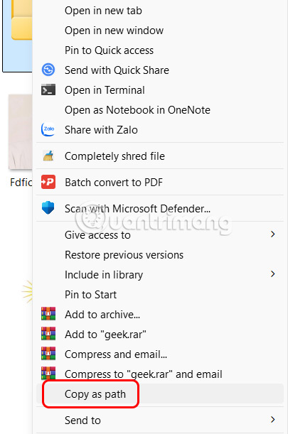 Copy the Windows 11 folder path