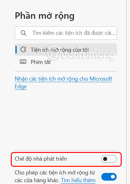 Bật Nhà phát triển trên Edge 