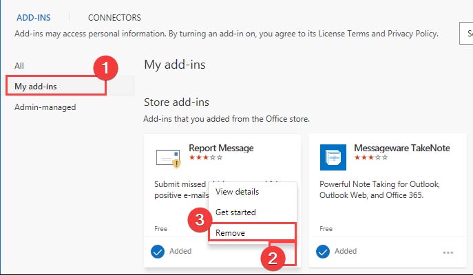 Delete add-ins in new Outlook