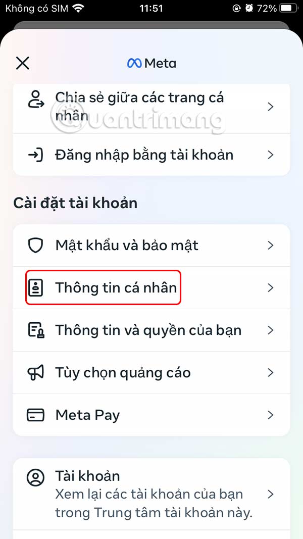 Adjust Facebook personal information