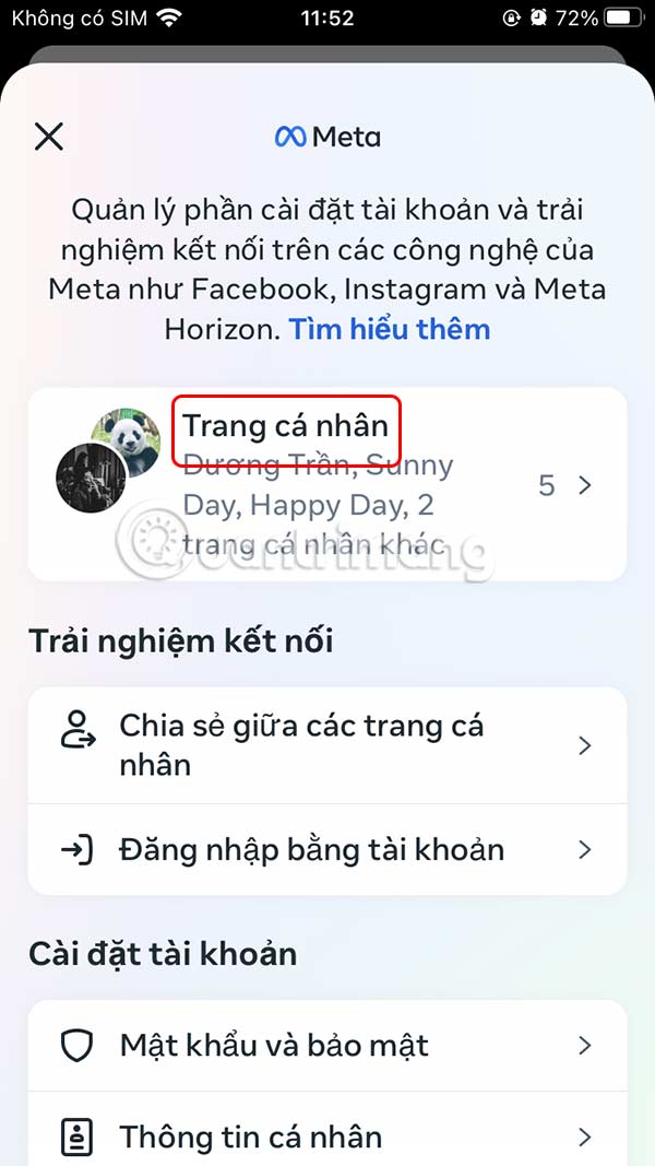 Facebook personal page