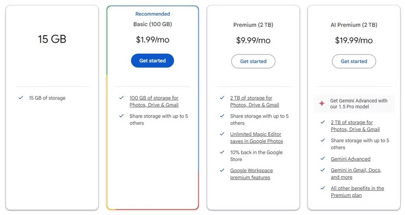 Google One subscriptions