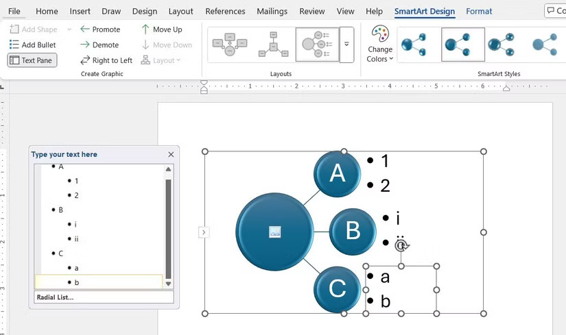 Smartart design in word document